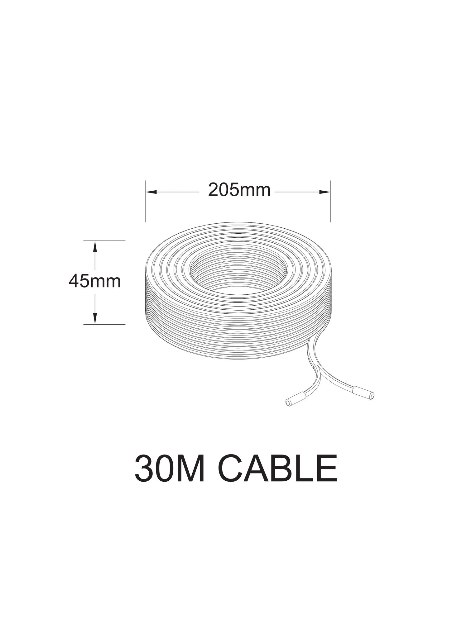 Playlight 24V Kabel 30m - L=30m, schwarz. inkl. 4 Endkappen