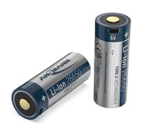Alkaline Batterie Mono D / LR20 - Li-Ion Akku 26650 5100 mAh, 3.6V, silber, geschützter Akku aufgrund Sicherheitsbeschaltung