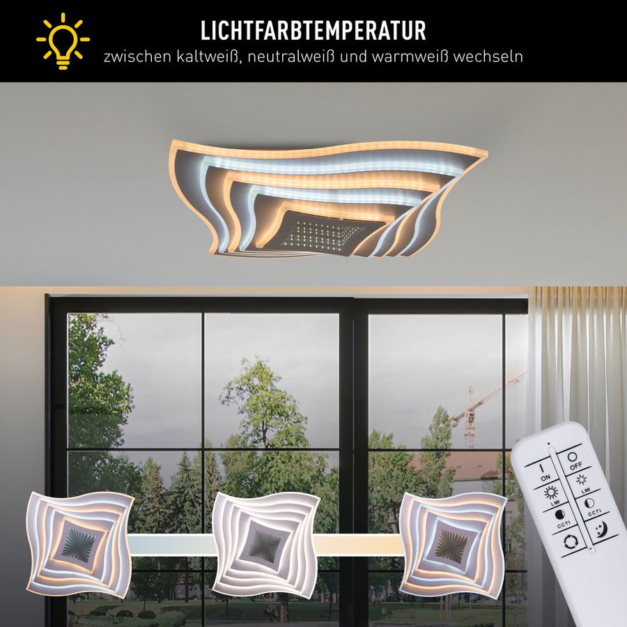 LED-CCT Deckenleuchte  FEVORIA  inkl. 3D-Effekt L/B: 50cm sandweiß - IP20, LED-Modul, Weiss