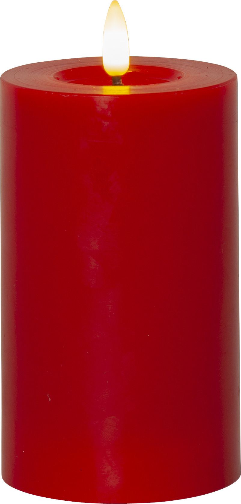 LED Pillar Kerze Flamme Flow - Indoor, Rot, 15 cm höhe, Timerfunktion