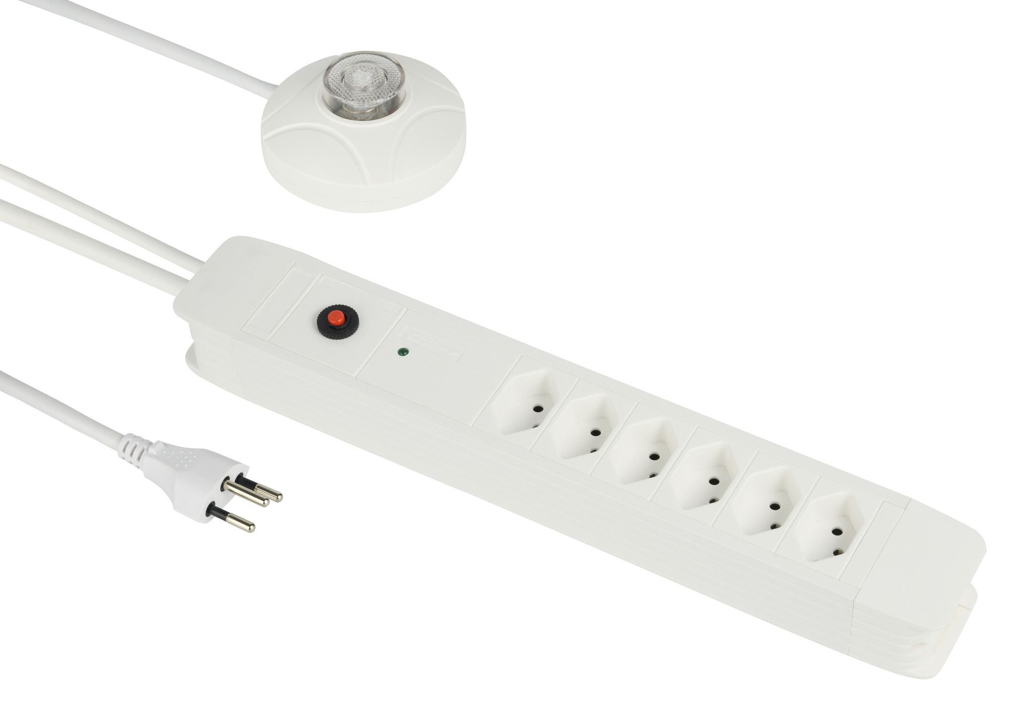 PRINCIPIO+ ext. Schalter 6xT13 - 6xT13, 3m Kabel, H05VV-F 3G1mm2, weiss,  kein Kinderschutz, mit ext. Schalter