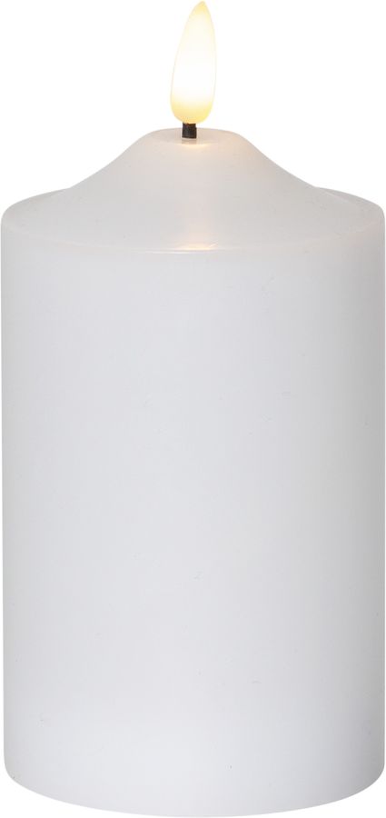 LED Pillar Kerze Flamme - Indoor, Weiss, 15cm Höhe, Timerfunktion