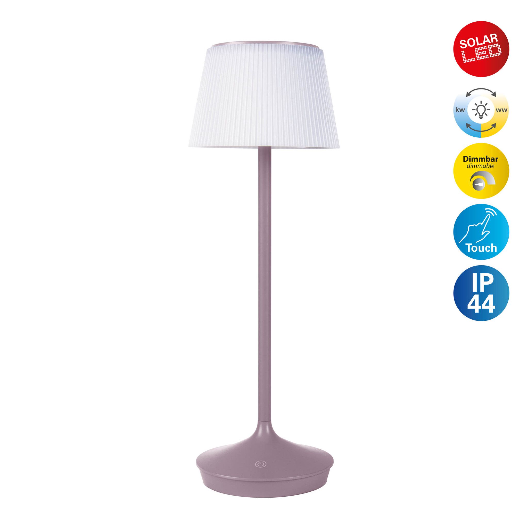 Solar- Akkutischleuchte EMMI brombeer inkl. CCT  Touch H: 38 cm - LED-Modul, 3W, IP44