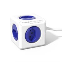 PowerCube Extended 5xT13 - 5xT13, 1.5m Zuleitung T12-Stecker, inkl. Halterung + Klebestreifen, Kinderschutz, blau