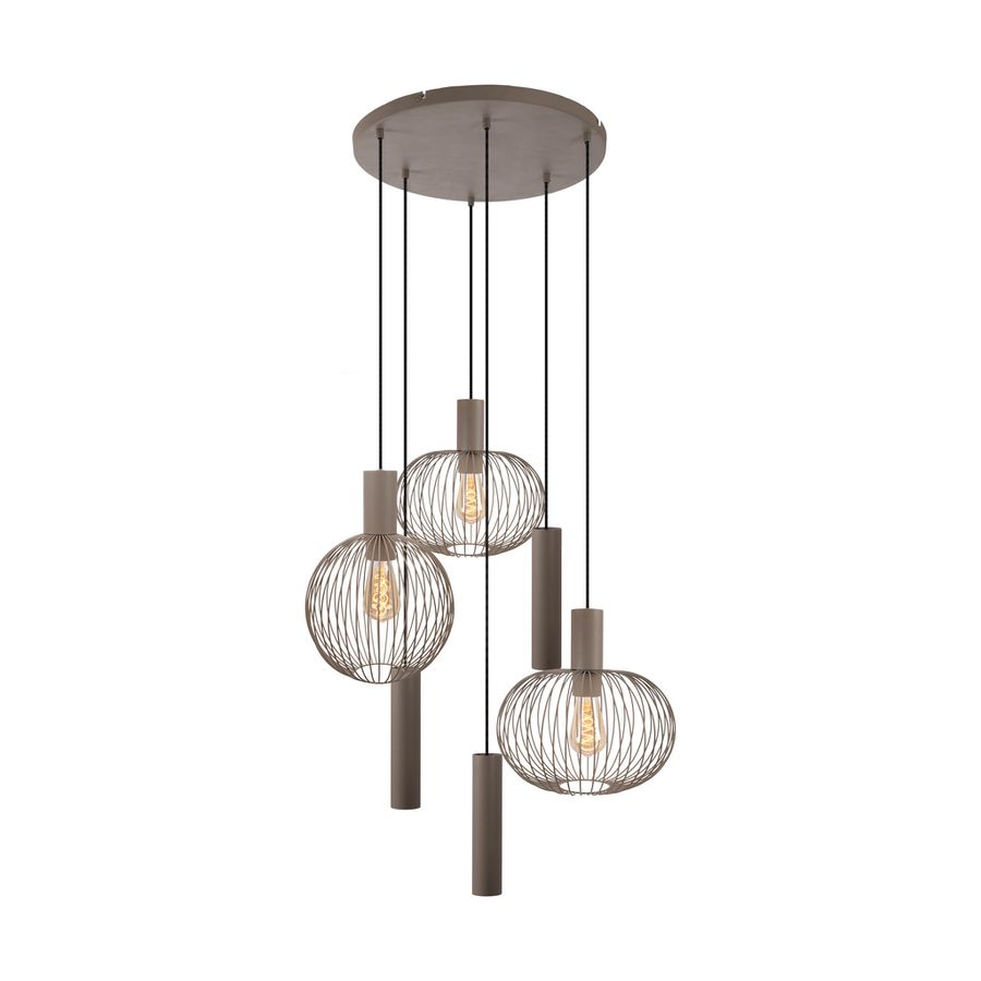 6er Pendelleuchte  TARELLIO  L: 62,4cm beige - IP20, E27, Beige
