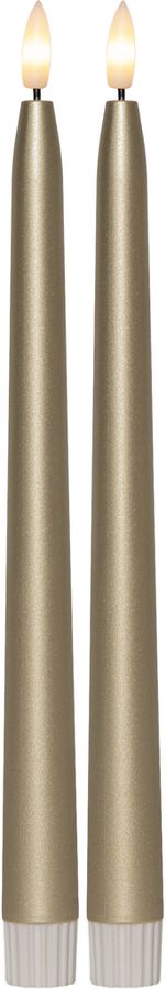 LED Dinner Kerze 2 pack Flamme Metal - Indoor, Gold, 28.50cm Höhe