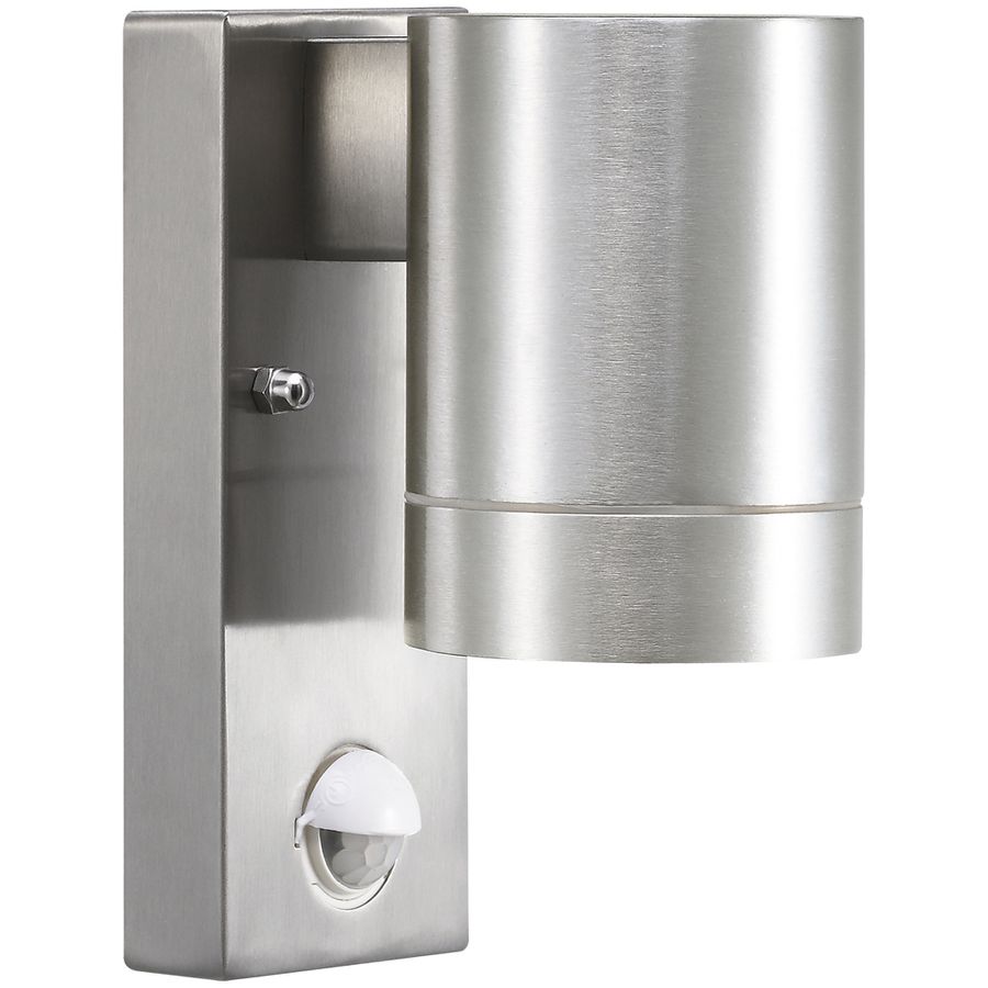 Tin Maxi - 1xGU10 (exklusiv), max.35W, IP54, aluminium, nicht dimmbar, PIR-/Tagesl.-Sen.(0-8m), D=76mm, H=160mm