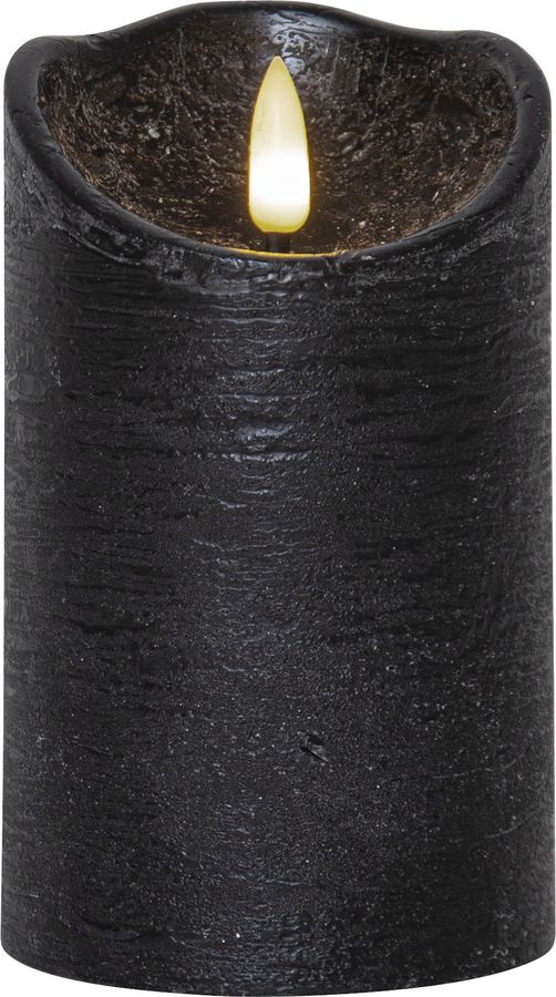 LED Pillar Kerze Flamme Rustic - Indoor, Schwarz, 12.50 cm Höhe,  Timerfunktion