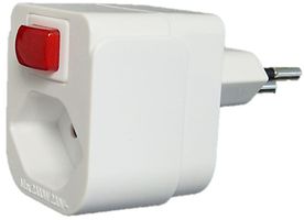 Abzweigstecker 1x T13 mit Schalter - 1xT13, T12 Stecker, integrierter Leuchtschalter, weiss, mit Kinderschutz