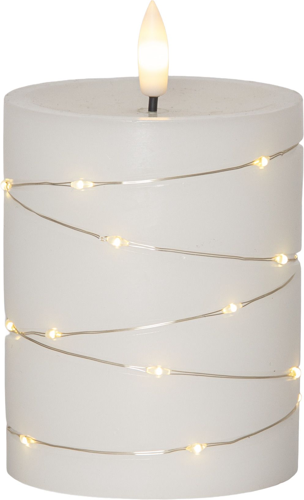 LED Pillar Kerze Flamme Dew - Indoor, Weiss, 12.50cm Höhe