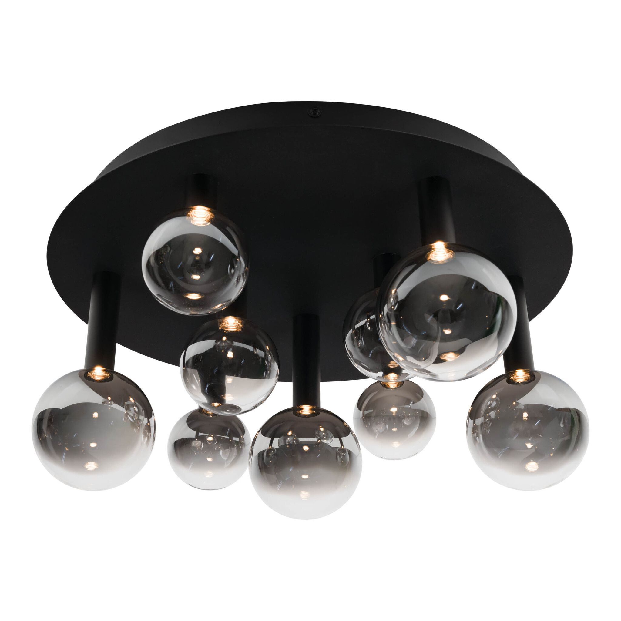 9er LED Deckenleuchte  SINGAPUR  : 45cm schwarz - IP20, LED-Modul, Schwarz