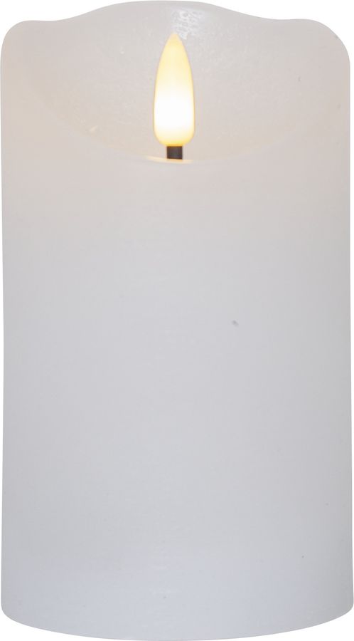 LED Pillar Kerze Flamme Rustic - Indoor, Weiss, 12.50 cm Höhe,  Timerfunktion