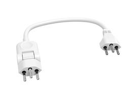 Verlängerungskabel 3-Polig MOVE - 20cm T12/T13, weiss, H05VV-F 3G1.0mm2 mit dreh- und klappbarem Stecker 270° / 180°