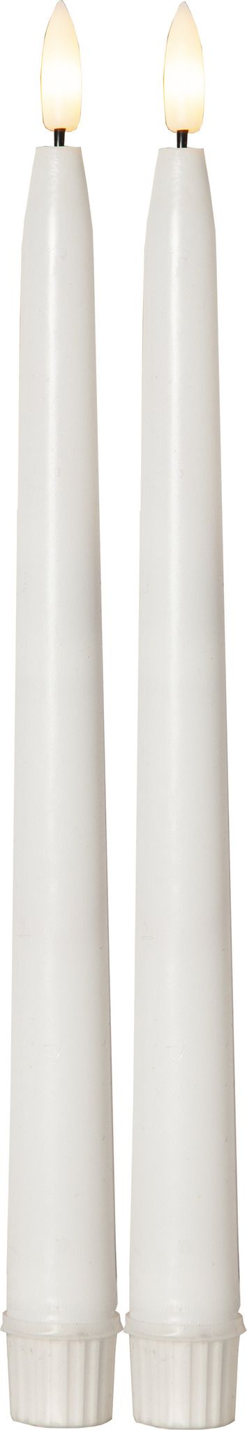 LED Dinner Kerze 2P Flamme Slim Outdoor - Indoor, Weiss, 28.00 cm Höhe, Timerfunktion
