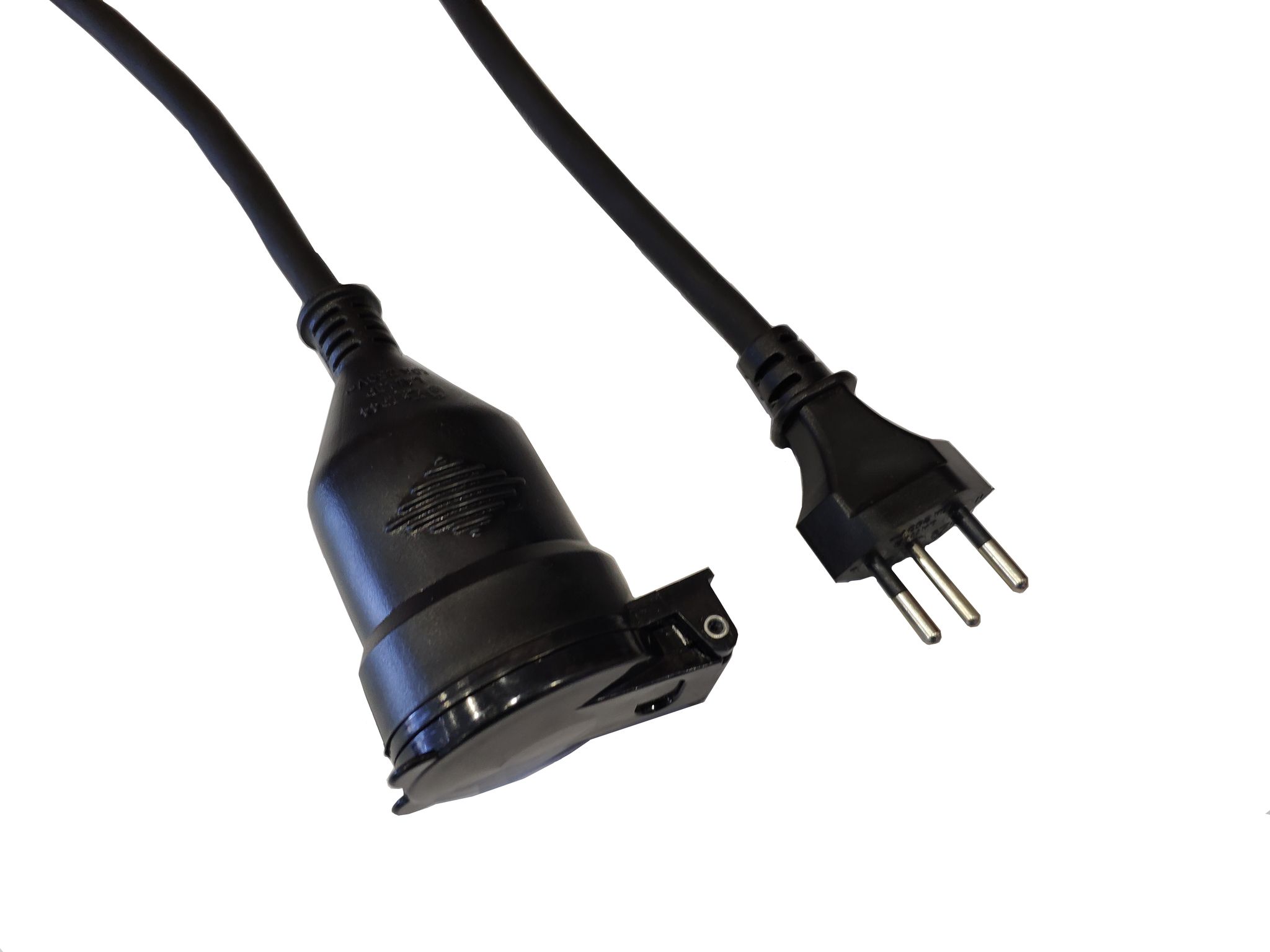 Câble de rallonge en caoutchouc 3 pôles, 10m - 10m, schwarz, H05VV-F 3G1.5mm2, kein Kinderschutz, 230V - 10A