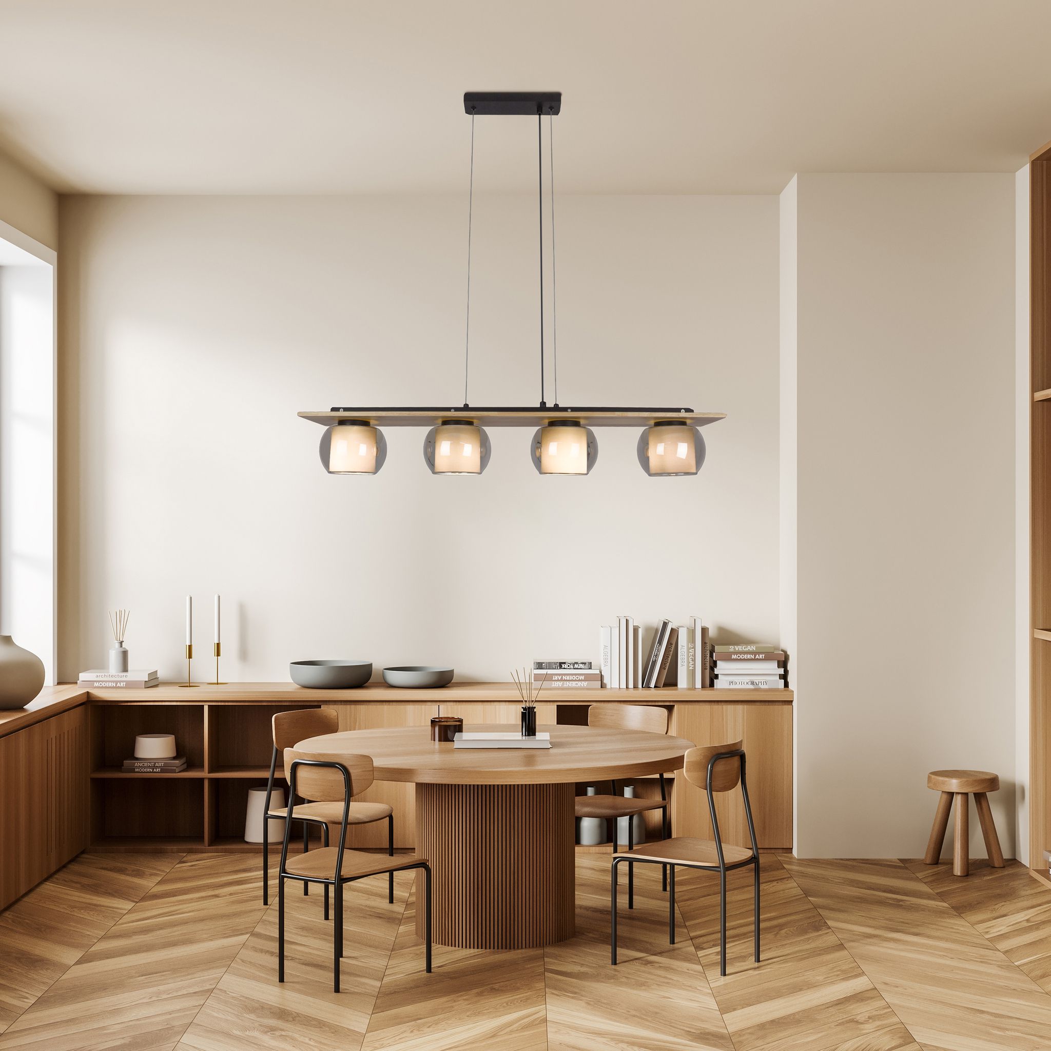 4er Spot Pendelleuchte TEXAS L:90cm smokey exkl. Leuchtmittel - E27, IP20, 230V