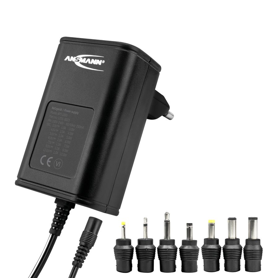 Alimentazione elettrica APS 1000 - Universal-Netzteil 3 - 12 V DC, inkl. 7 verschiedenen Steckertypen