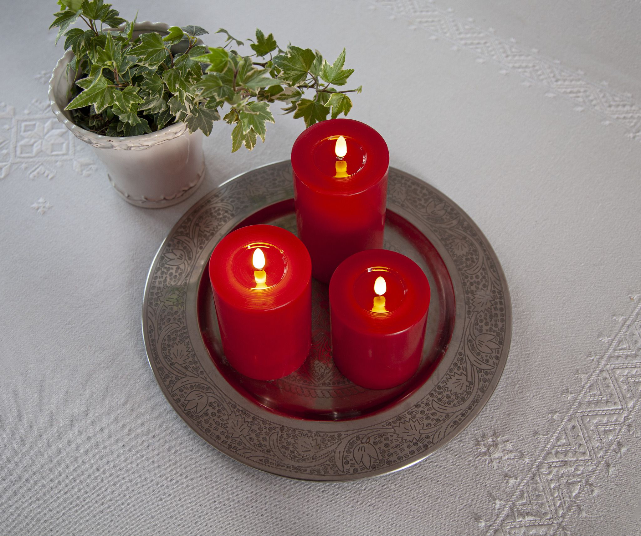 LED Pillar Kerze Flamme Flow - Indoor, Rot, 17.5 cm höhe, Timerfunktion