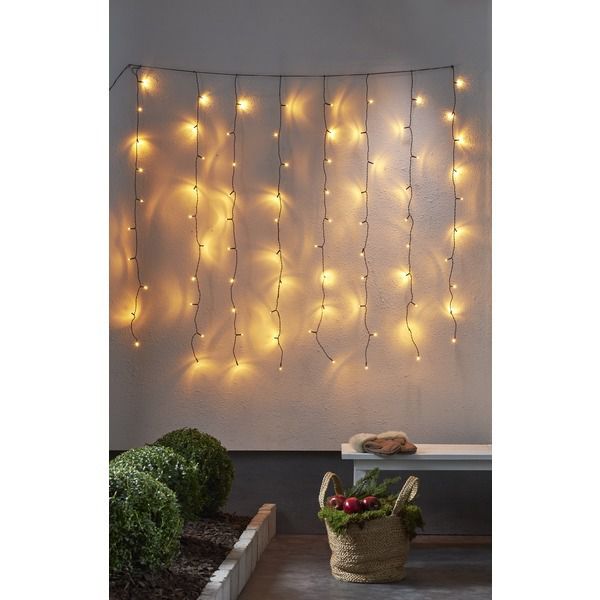LED golden warmwhite, Vorhang, 80 LEDs - Schwarz, 1970K, 130cm x 130cm