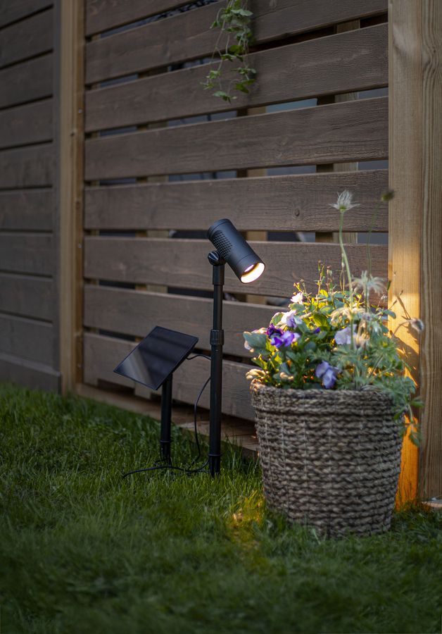 Solar Spotlight Powerspot - Indoor, Outdoor, Warmweiss, Schwarz