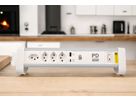 ALU Tisch-Steckdosenleiste NOTEBOOK - 4xT13,1x USB-C 1x USB-A PD 60W, 2.0m Kabel, Stecker T12, Aluminium/weiss