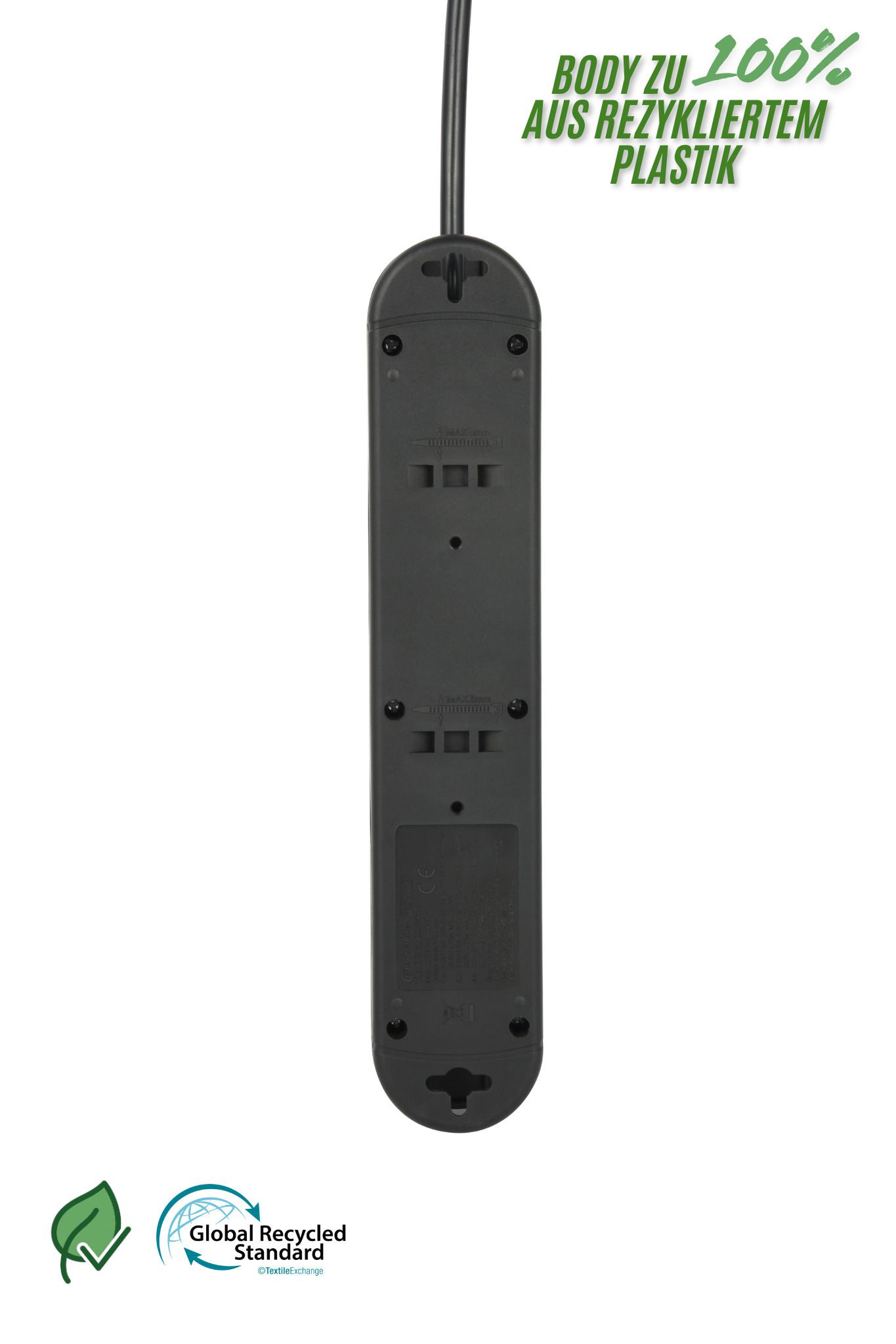 Steckdosenleiste Re:Life USB - 3x T13. 2x USB-C + 1x USB-A, 1.8m Kabel, schwarz