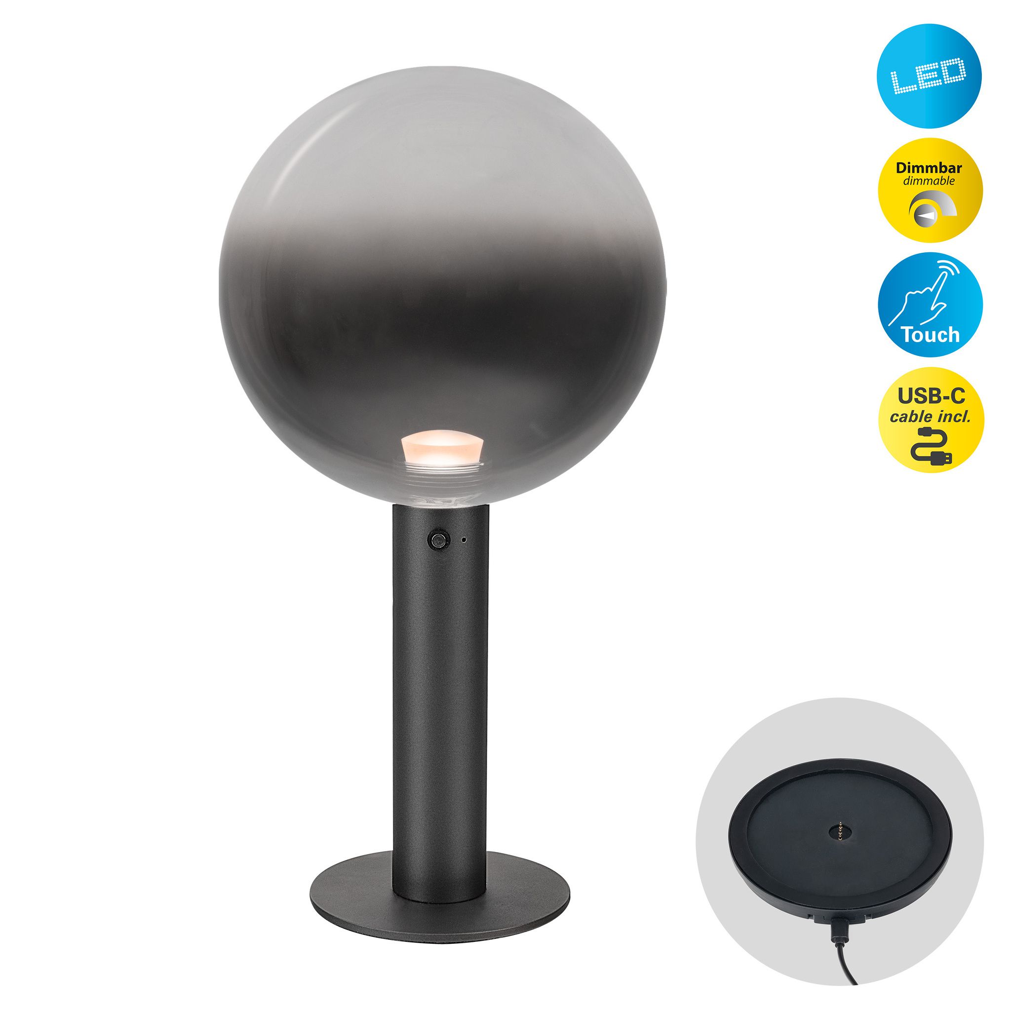 LED Tischleuchte  LION  H: 36cm schwarz - IP20, LED-Modul, Schwarz