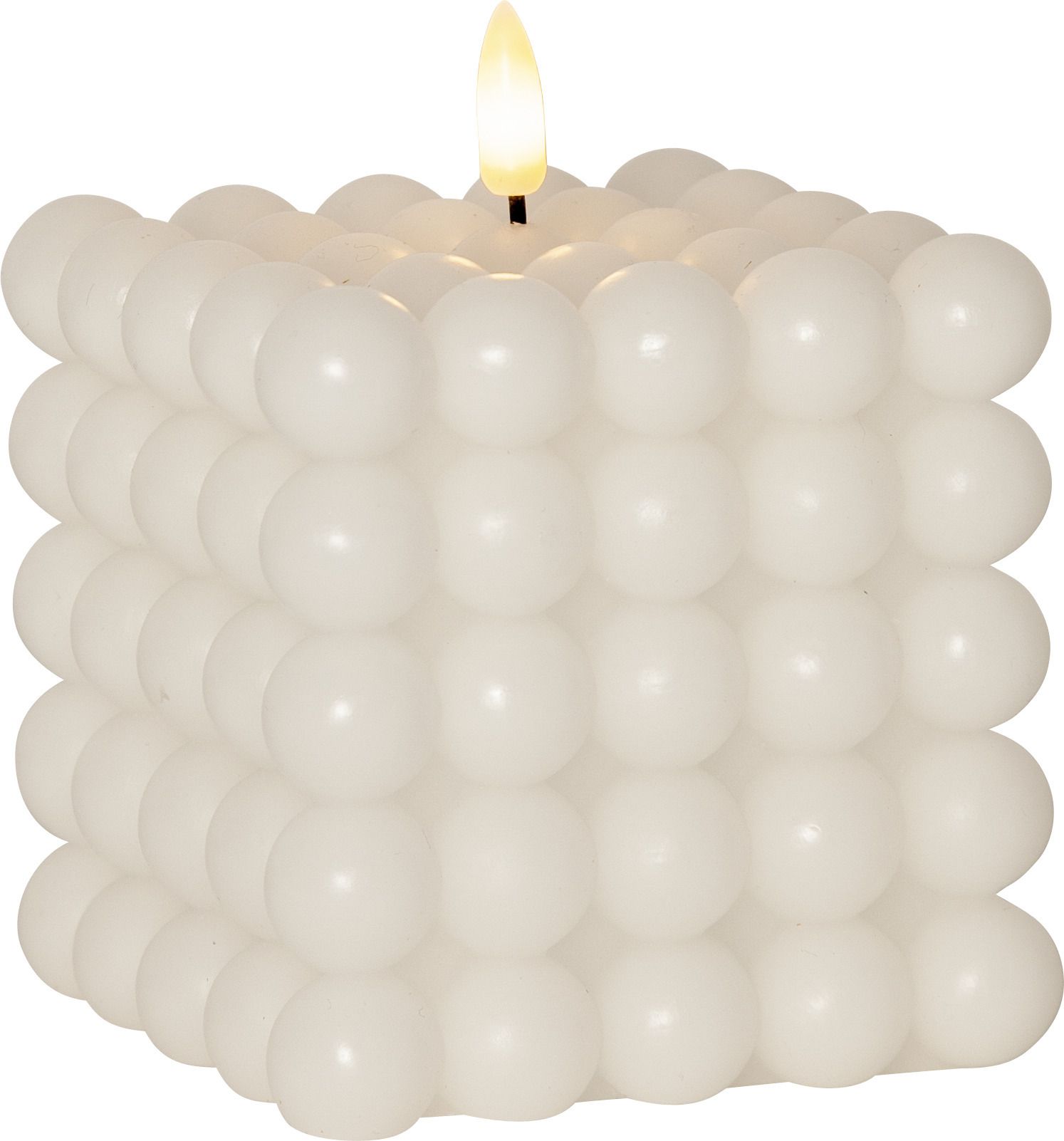 LED Pillar Kerze Flamme Dot - Indoor, Grau, 12.5 cm höhe, Timerfunktion