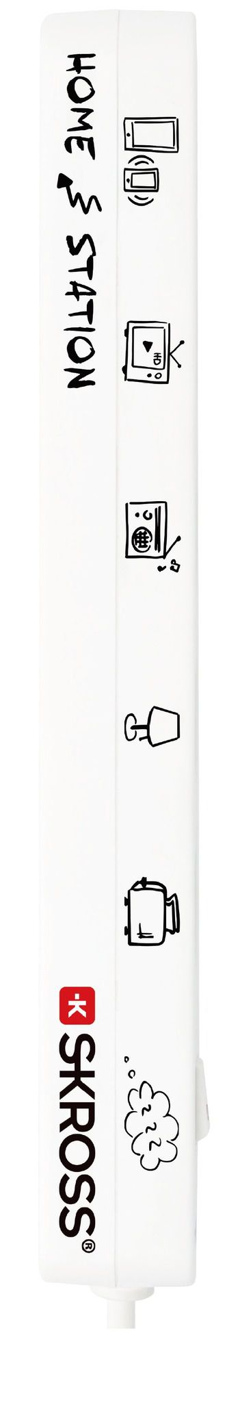 SKROSS Home Station USB-C - 1x USB-C + 1x USB-A max. 3.4A, 4xT13, Flachstecker T12 mit Lasche, 1.5m Kabel, weiss