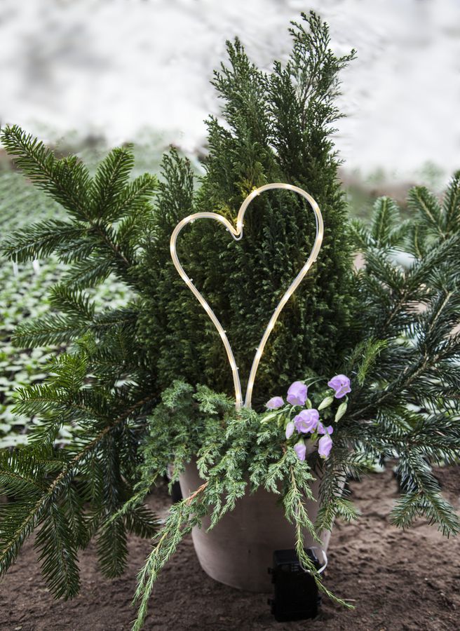 LED Licht Herz - Outdoor, Weiss, 39cm Höhe, Timerfunktion