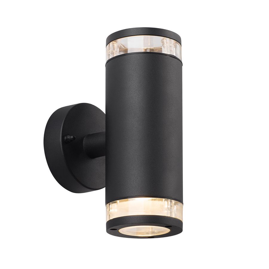 Birk , Dopp. Wandleuchte , Schwarz - GU10, max. 2x28W, IP44