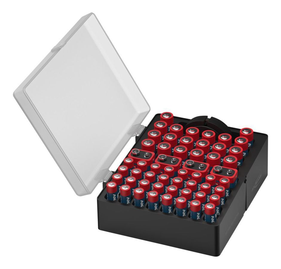 Batteriebox 56 inkl. Batterietester - 20× Mignon, 32× Micro und 4× 9 V