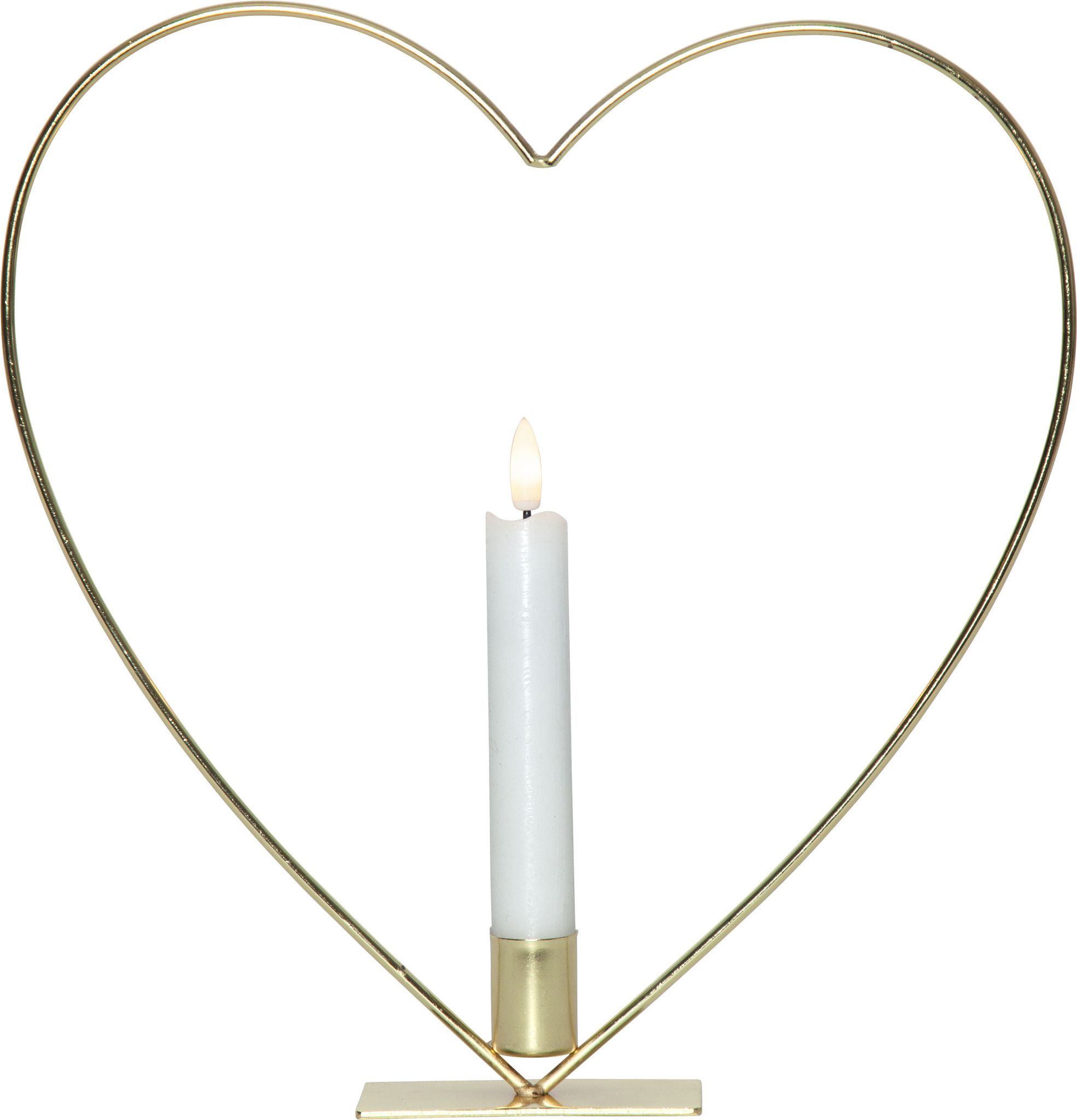 Indoor Dekoration Flamme Heart - Indoor, Messing, 28 cm Höhe, Timerfunktion