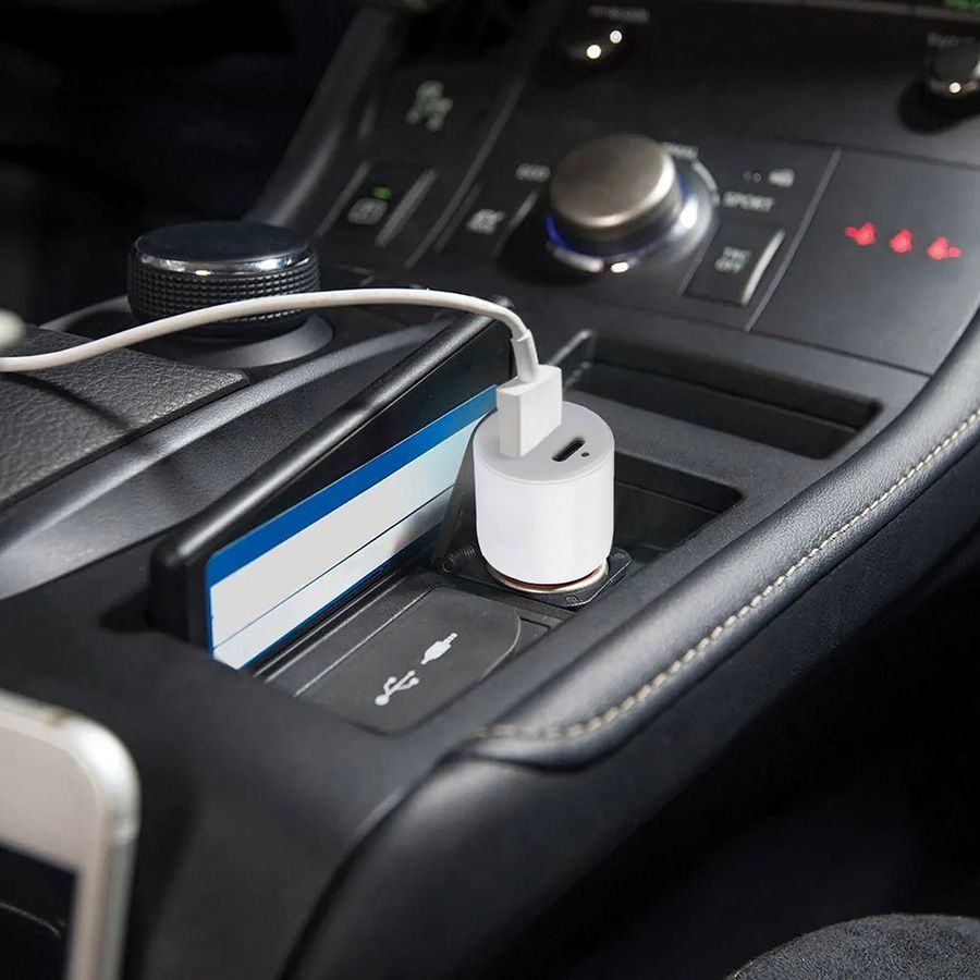 USB Car Charger & Micro USB - 20W, 1xUSB-A, 1xUSB-C