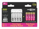 Pure Power Set 4× Mignon AA Akkus und Lademodul - Lithium-Ladegerät