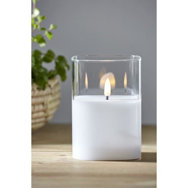 LED Pillar Kerze Flamme - Indoor, Transparent, 12.5cm Höhe, Timerfunktion