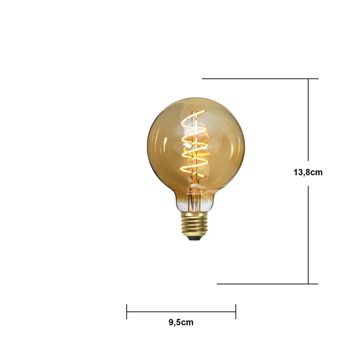 LED Leuchtmittel E27 G95 Decoled Spiral Amber - E27, 150Lm, 2000K, 3.2W, 220-240V AC
