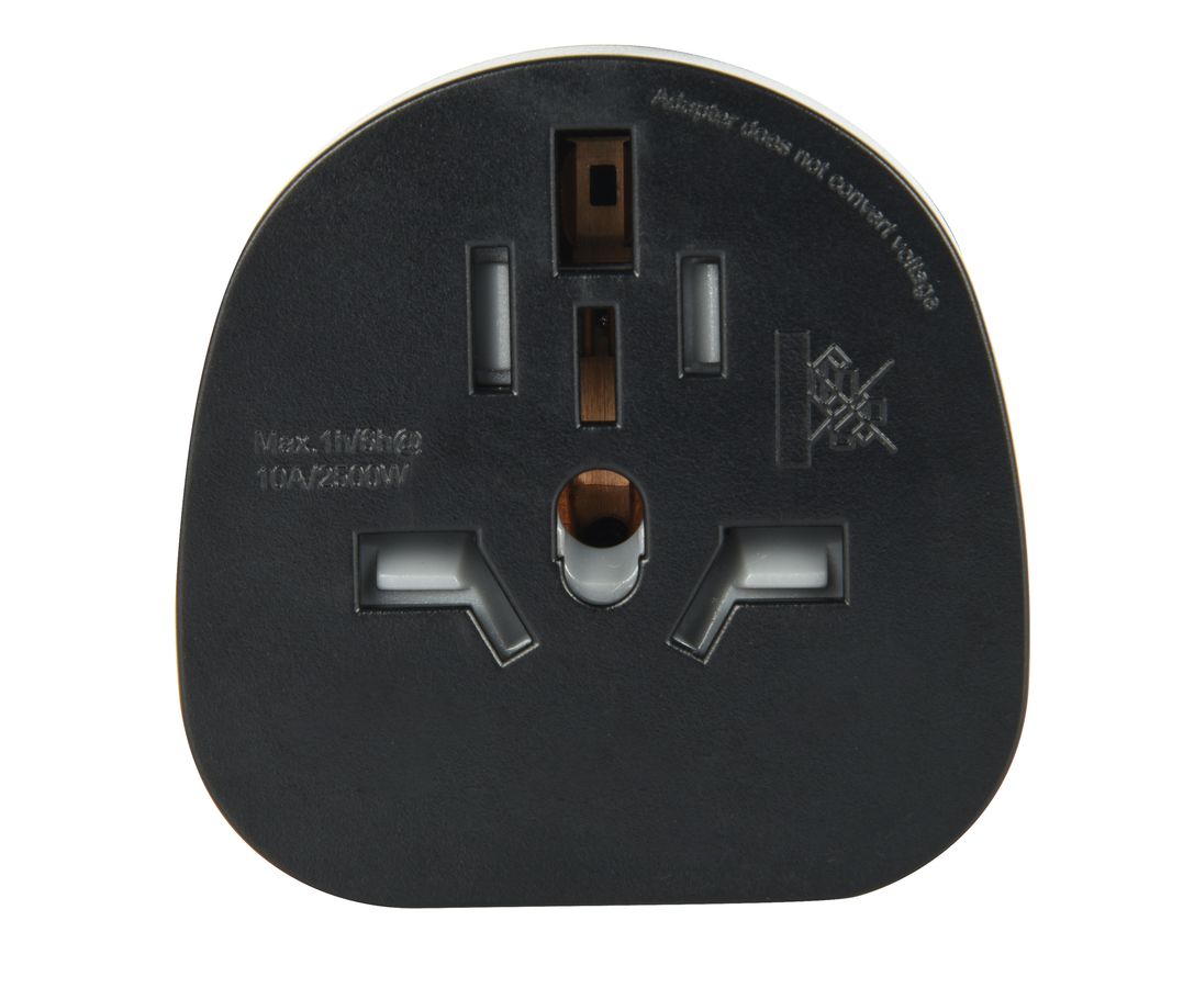 Reiseadapter World to Switzerland, schwarz - Out: CH In: IT, BRA, UK, USA/Japan Typ A/B, AUS/China