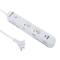 SKROSS Home Station USB-C - 1xUSB-C, 1xUSB-A 5.0V, max.3.4A 2xT13 quer, Flachstecker T12 mit Lasche, 1.5m Kabel, weiss