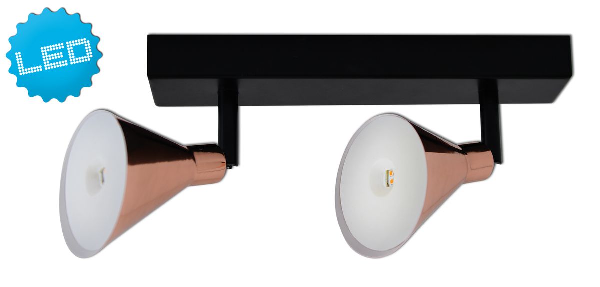 2er LED-Wand-u. Deckenspot Copper - LED fest verbaut, 3000K, warmweiss