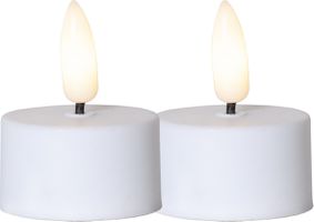 LED Teelicht 2er Pack Flamme - Indoor, Weiss, 5cm Höhe, Timerfunktion