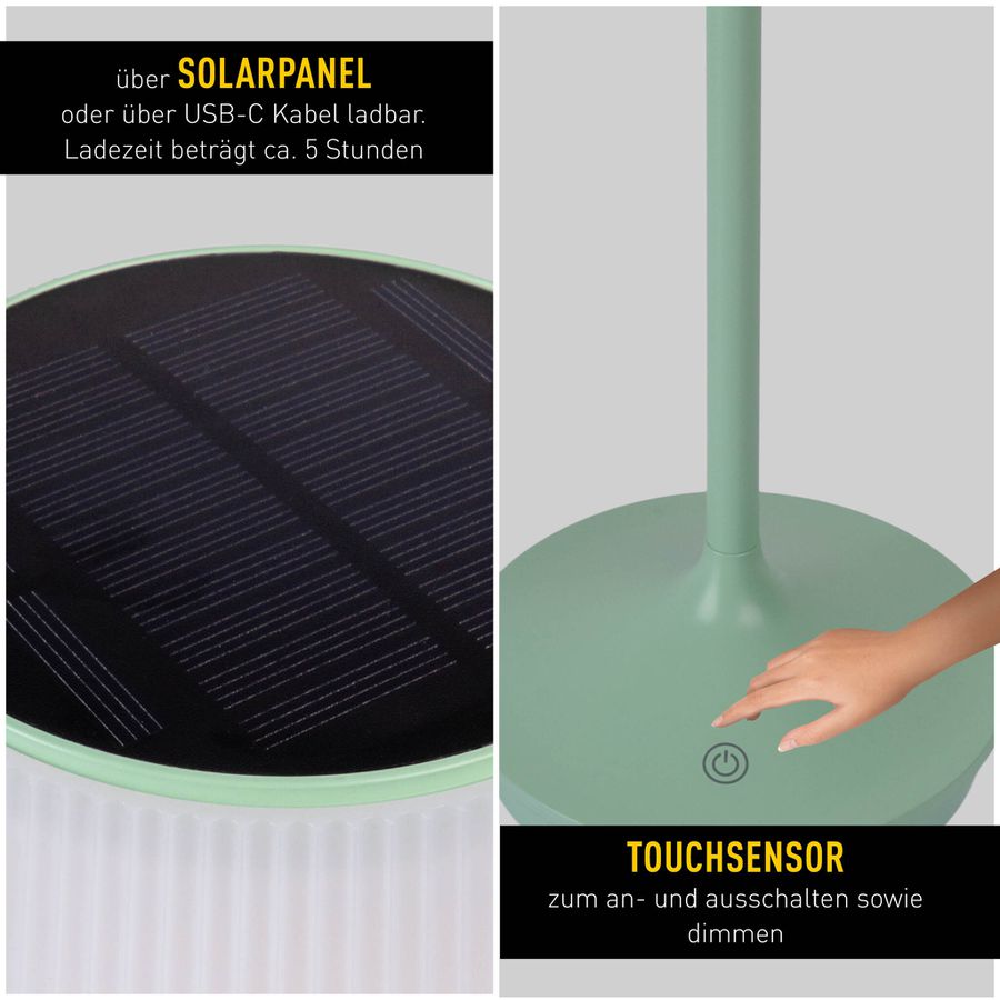 Solar- Akkutischleuchte EMMI mint inkl. CCT  Touch H: 38 cm - LED-Modul, 3W, IP44