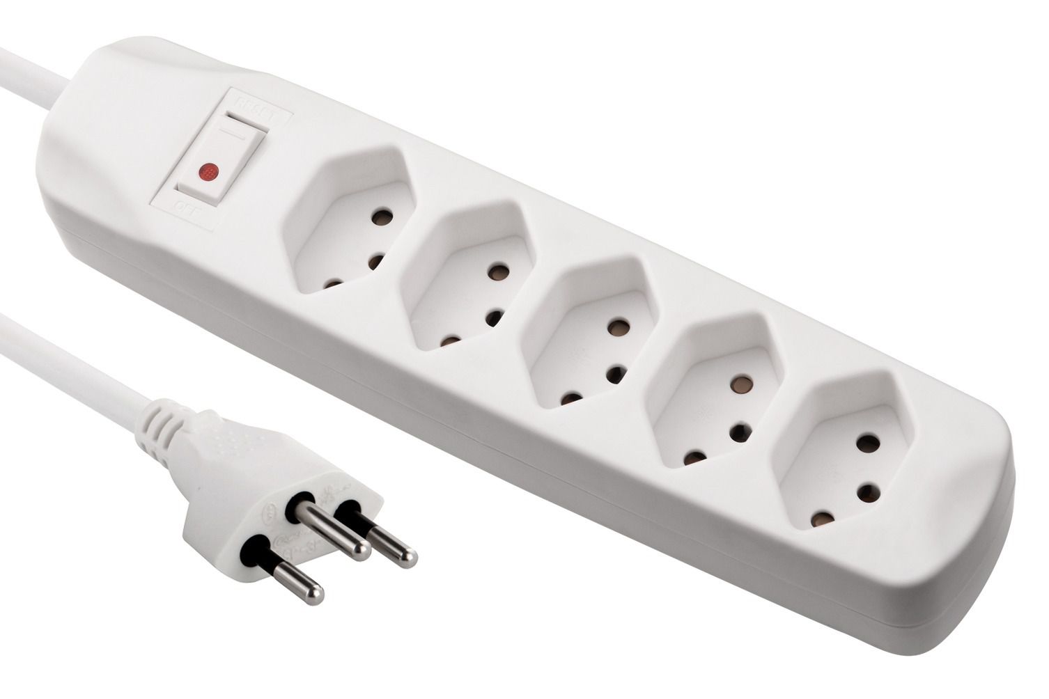 Fix Line Multipresa - 5xT13, 1.5m Kabel, H05VV-F 3G1mm2, weiss, Kinderschutz