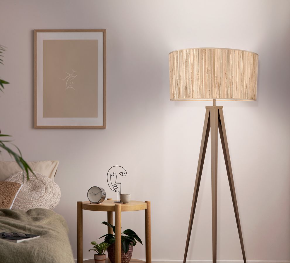 Stehleuchte  SELMAR  H: 150cm beige - IP20, E27, Beige