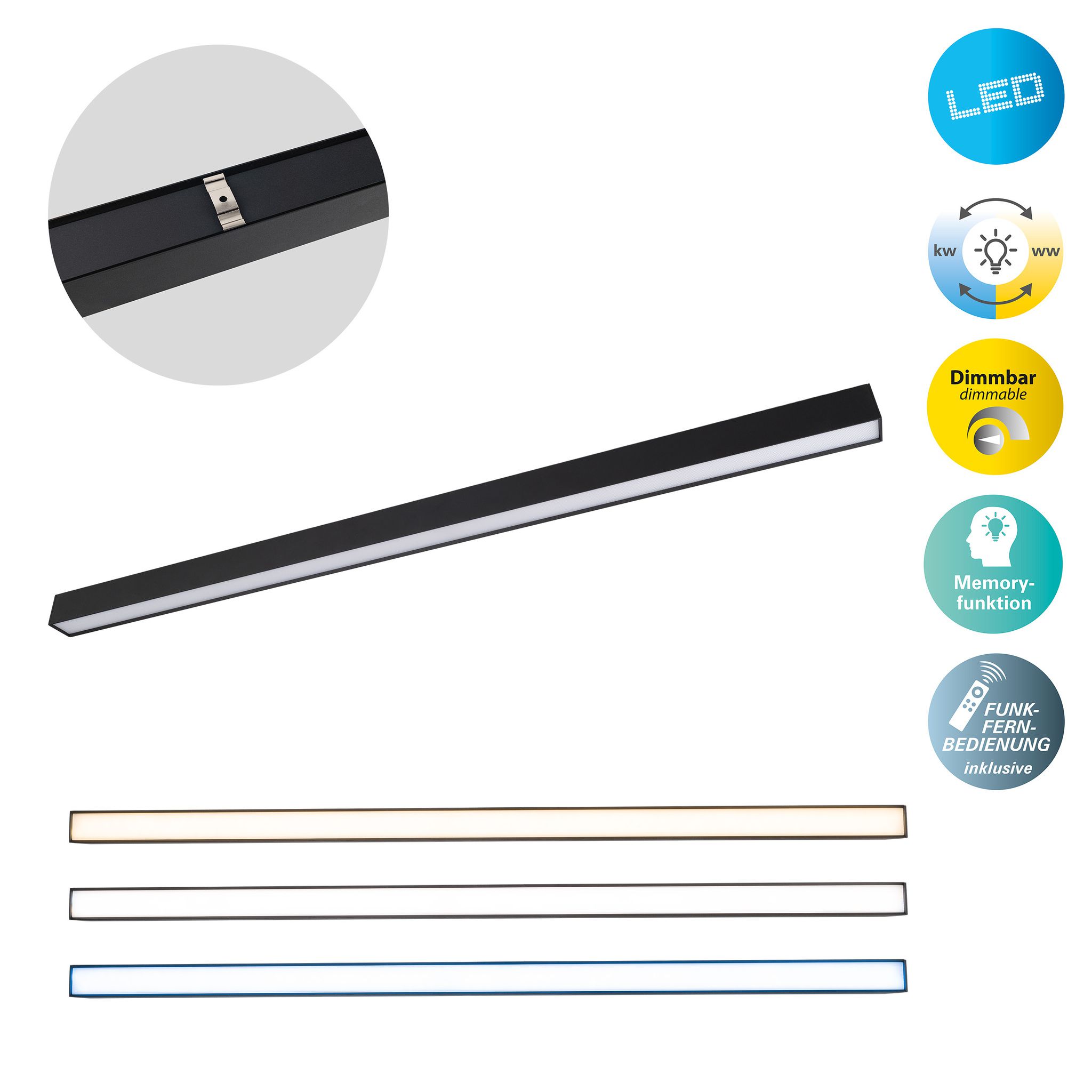 LED-CCT Deckenleuchte  TUBELIS  L: 101cm schwarz - IP20, LED-Modul, Schwarz