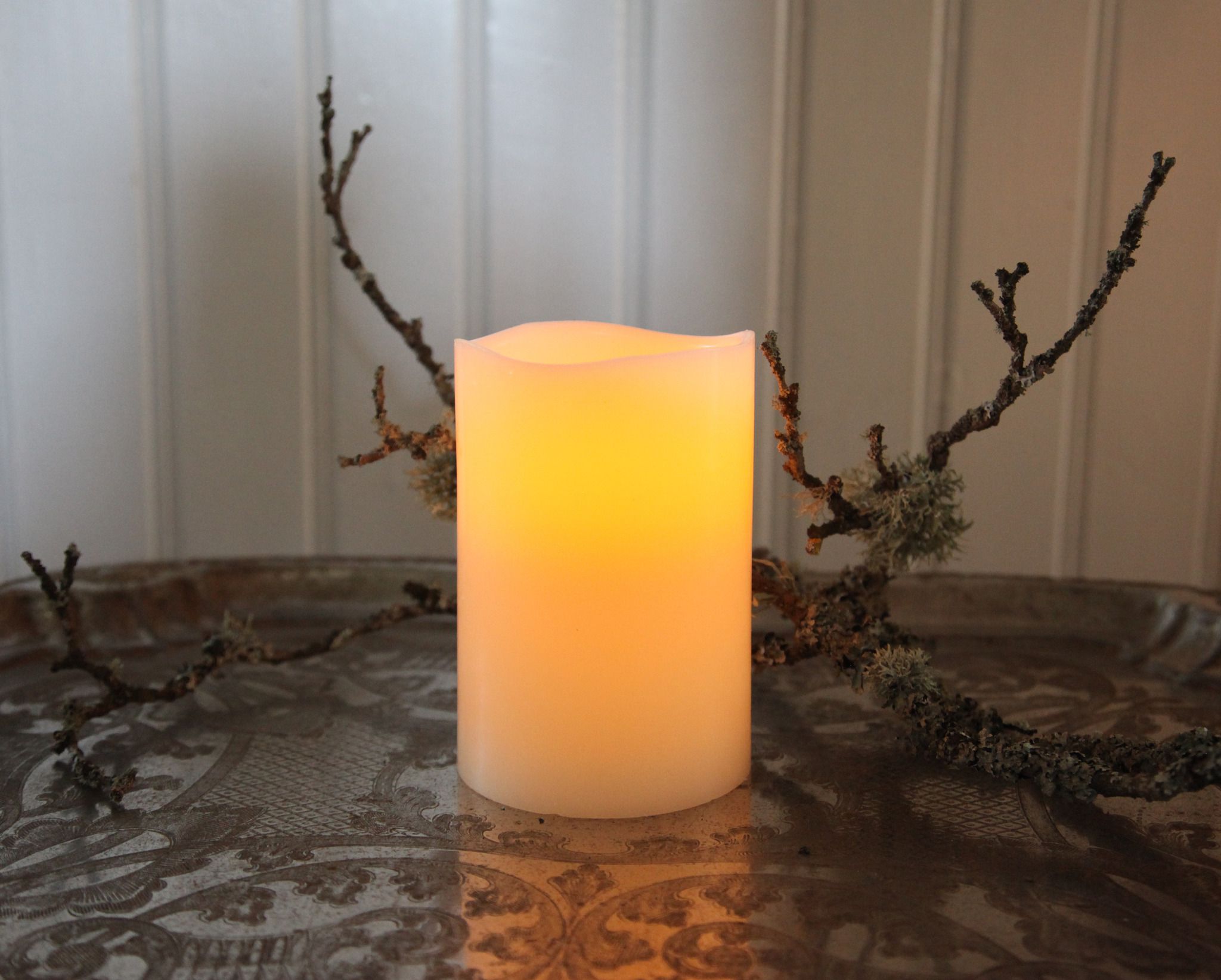 LED Pillar Kerze Big - Indoor, Elfenbein, 15cm Höhe, Timerfunktion