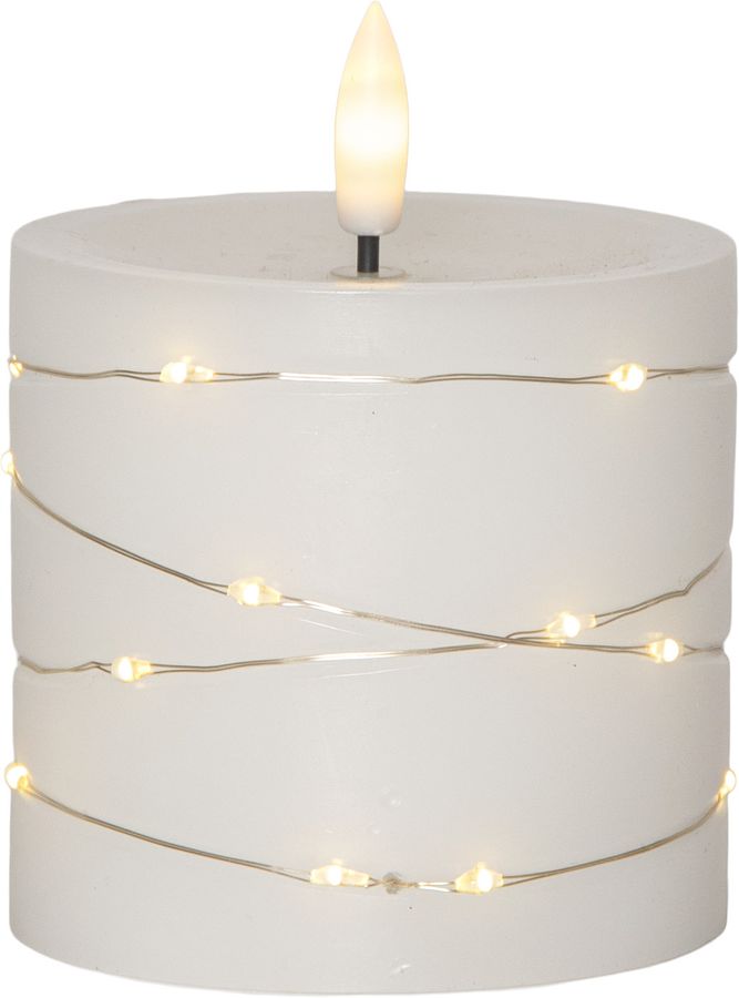 LED Pillar Kerze Flamme Dew - Indoor, Weiss, 10.00cm Höhe