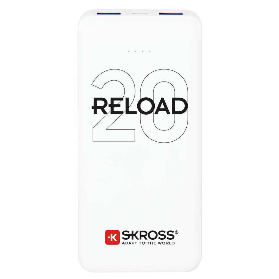 Powerbank NEW Reload 20 - Kapazität: 20000mAh, Output: 2xUSB-A, 5.0V / max. 2.4A, inkl. Micro USB Kabel, weiss