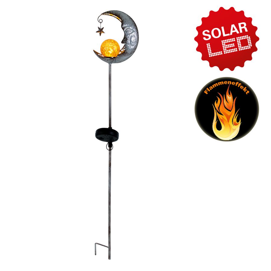 LED-Solar Erdspieß Mond - IP44, warmweiss, 0.06W
