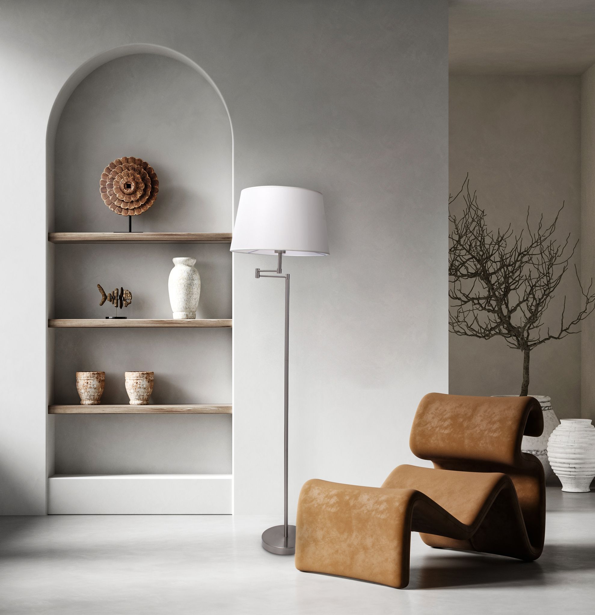 Stehleuchte Bologna h: 158cm beige - E27, IP20